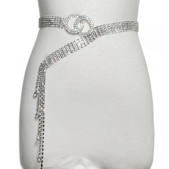 Cinto de strass luxo, cintura toda, dourado ou prata