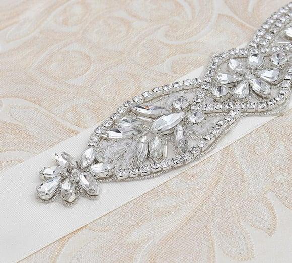Cinto de Strass Prata Aplique Grande - Fita Várias Cores