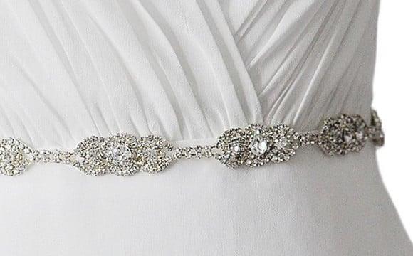 Cinto de Strass Prata Delicado p/ Vestido Festa e Noiva