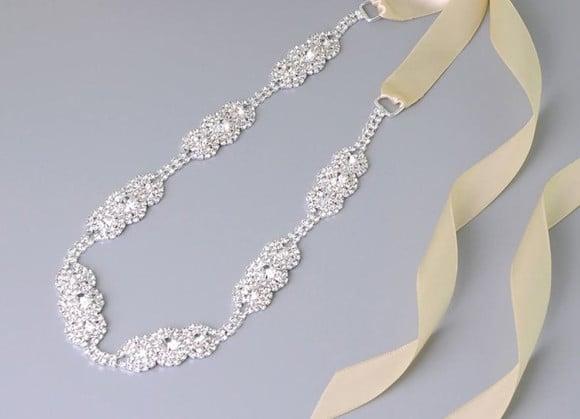 Cinto de Strass Prata Delicado p/ Vestido Festa e Noiva