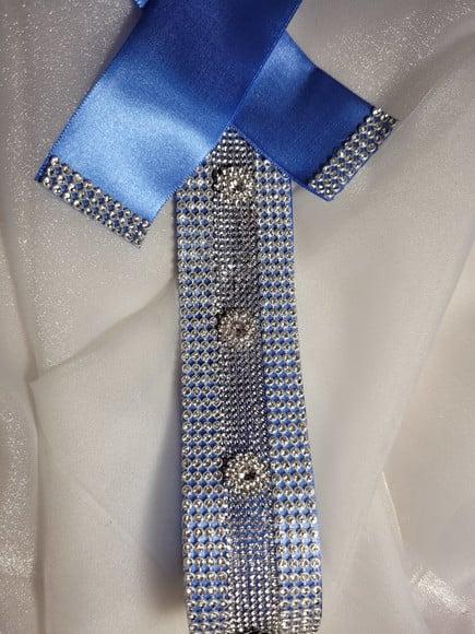 Cinto de strass prata largo 4cm com flores 3D