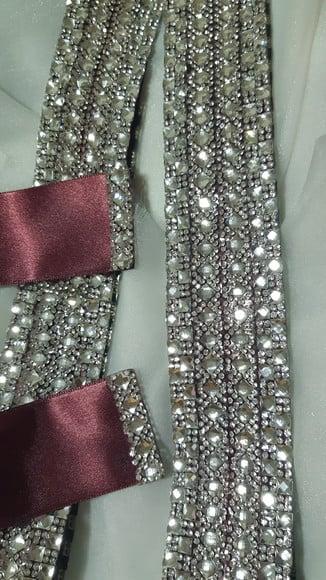 Cinto de Strass Prata Largo 5cm Várias Cores Fita