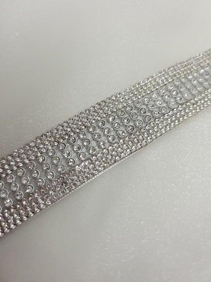 Cinto de Strass Prata Largo 5cm