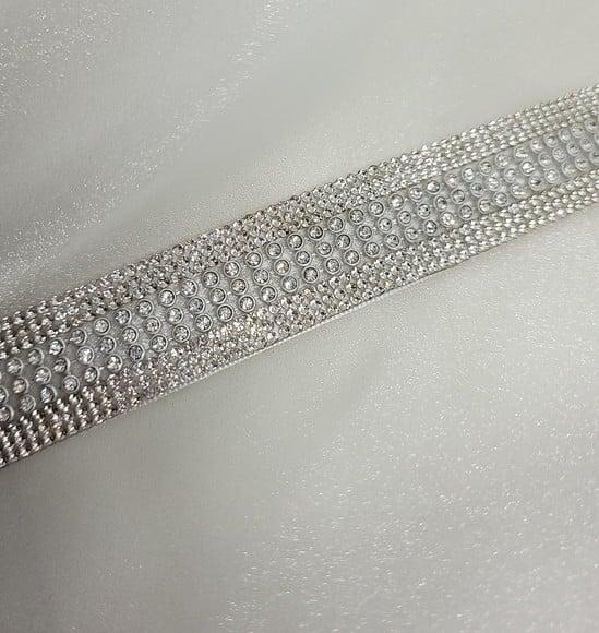 Cinto de Strass Prata Largo 5cm