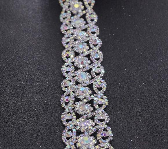 Cinto de strass prata Luxo para noivas