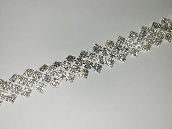 Cinto de Strass Prata Quadriculado