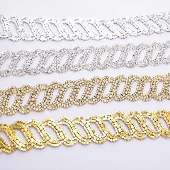 Cinto de Strass Prata ou Dourado Entrelace