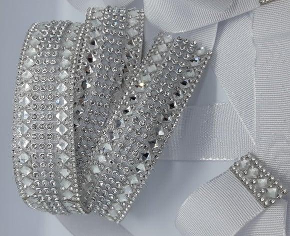 Cinto de strass prata sob medida 2,5 largura