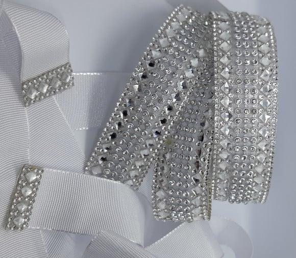 Cinto de strass prata sob medida 2,5 largura