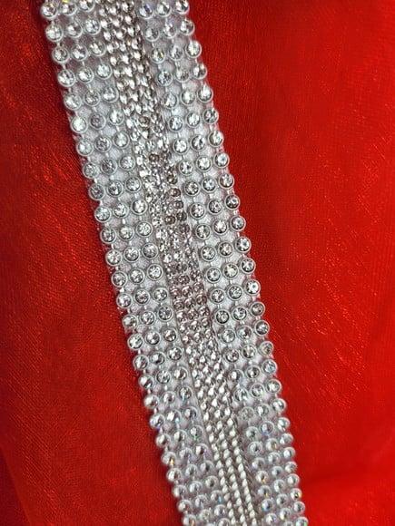 Cinto de Strass Prata Toda Cintura 3cm Largura
