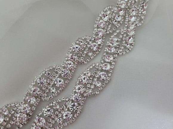 Cinto de Strass Prata Trançado Cintura Toda até 90cm