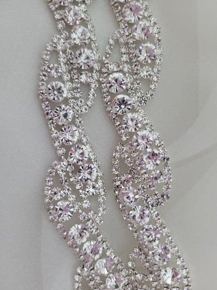 Cinto de Strass Prata Trançado Grande 80cm Aplique