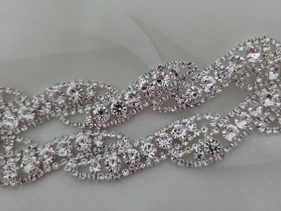 Cinto de Strass Prata Trançado Cintura Toda até 90cm