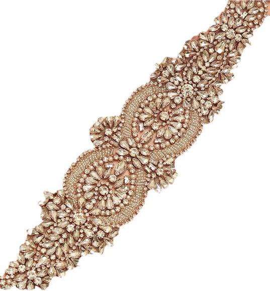 Cinto de Strass Rosé para Vestido de Noiva ou de Festa