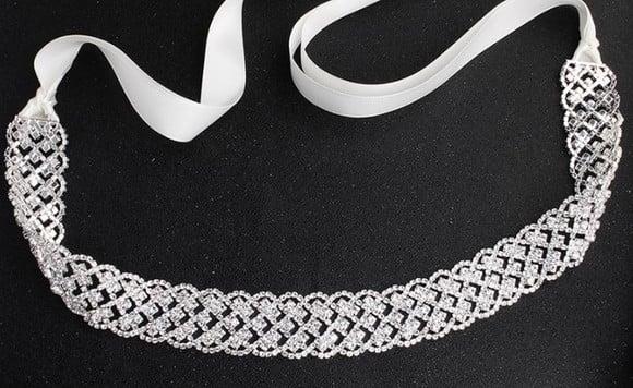 Cinto de Strass Trançado Prata