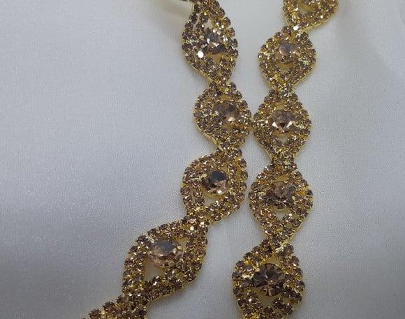 Cinto de Strass Trançado Dourado