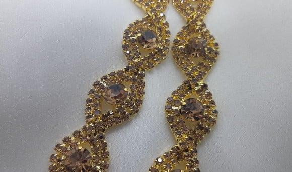 Cinto de Strass Trançado Dourado