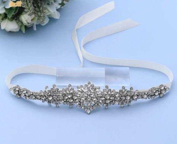 Cinto Florido de Strass para Vestido de Festa ou Noiva