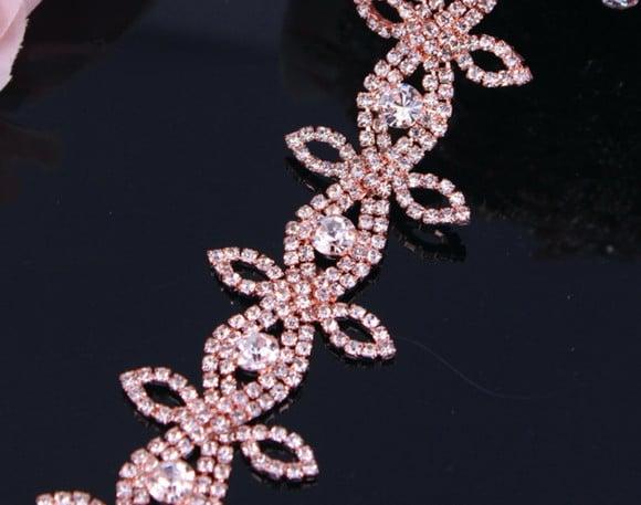 Cinto Flores de strass Prata, Dourado ou Rosé Gold