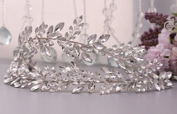 Cinto para Noiva Folhas de Strass Largo
