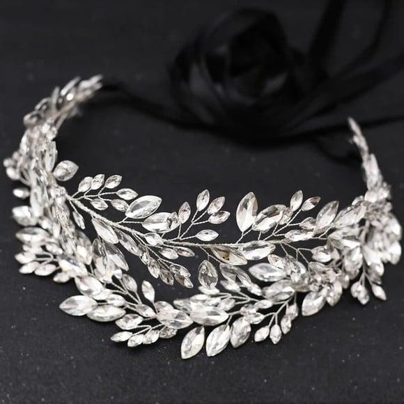 Cinto para Noiva Folhas de Strass Largo