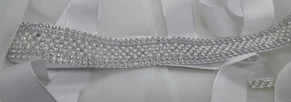 Cinto Prata com Strass e Mini Pérolas