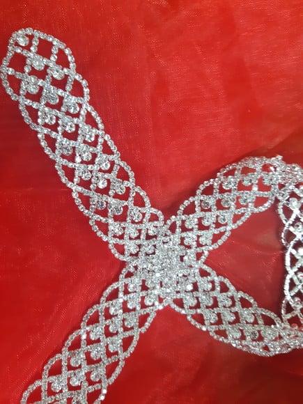 Cinto prata rendado de strass