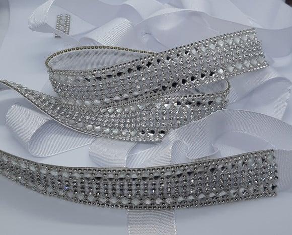 Cinto Prateado com Strass e Mini Espelhos
