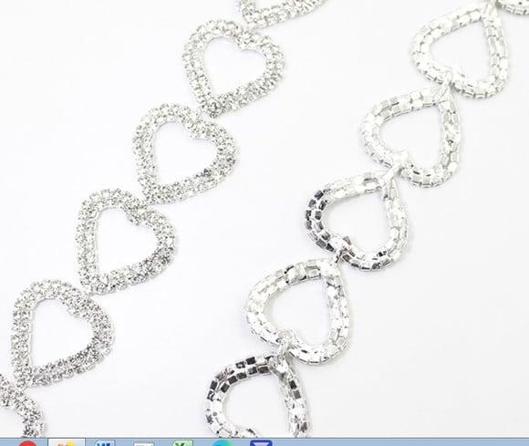 Cinto Renda De Corações Em Strass 90cm