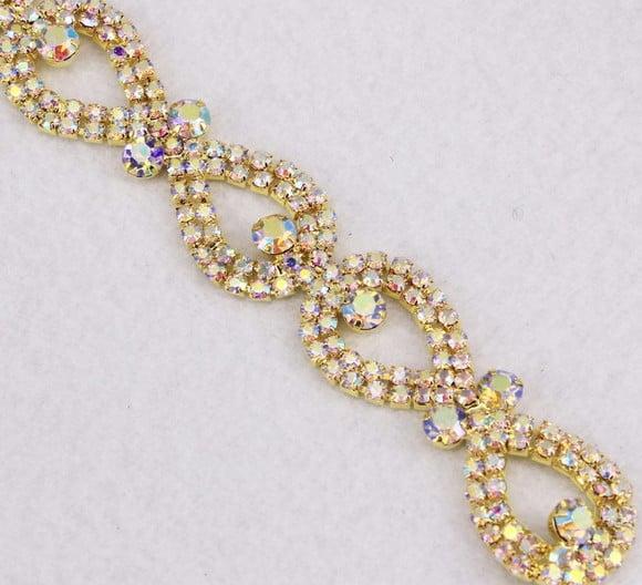 Cinto Renda De Laços Em Strass Ab Dourado Ou Prata
