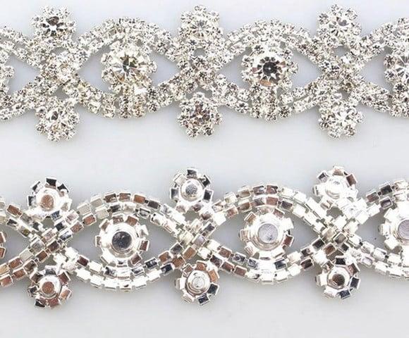 Cinto Renda de Strass Prata - Aplique 60cm