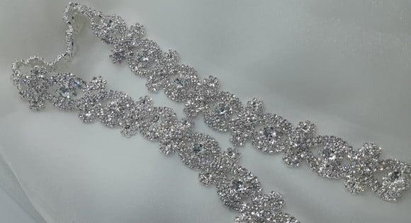 Cinto Renda de Strass Prata - Aplique 60cm