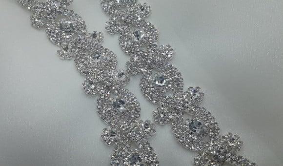 Cinto Renda de Strass Prata - Aplique 60cm