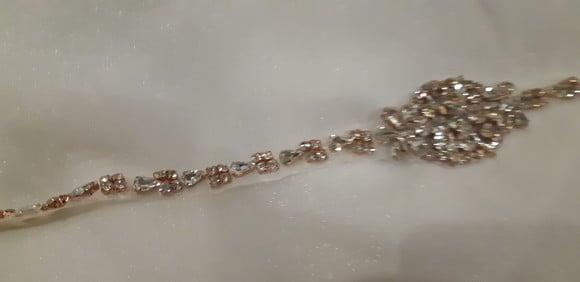 Cinto Rosé de Strass para Vestido de Festa ou de Noiva