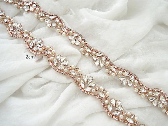 Cinto Rose Gold com Pedras e Pérolas