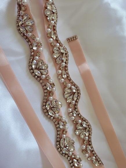 Cinto Rose Gold com Pedras e Pérolas