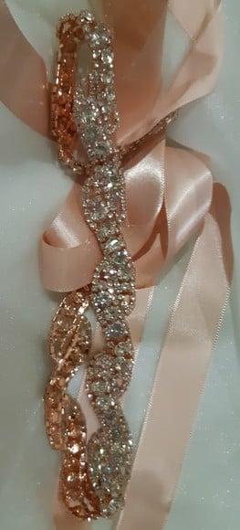 Cinto Rosé Gold de Strass Trançado