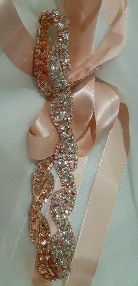 Cinto Rosé Gold de Strass Trançado