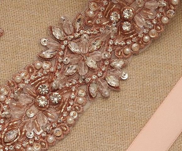 Cinto Rosé Gold para Vestido de Noiva ou de Festa