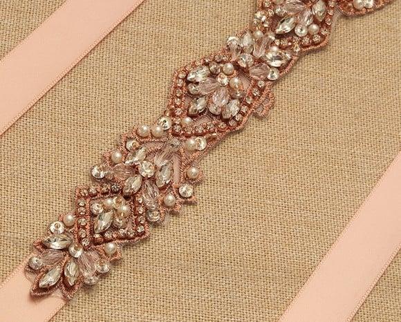 Cinto Rosé Gold para Vestido de Noiva ou de Festa