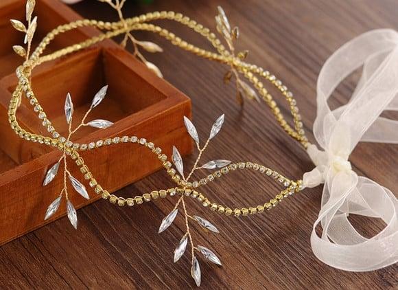 Cinto strass flores delicadas dourado