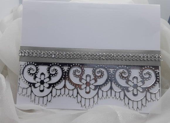 Convite Completo Branco e Prata com Strass