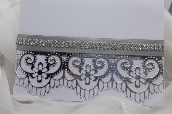 Convite Completo Branco e Prata com Strass