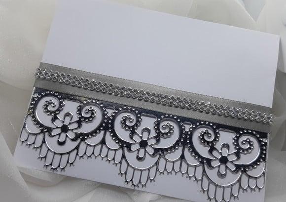 Convite Completo Branco e Prata com Strass