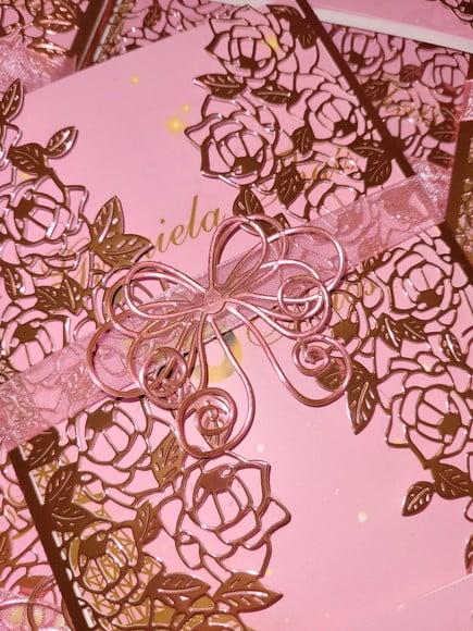 Convite Rosa em Papel Laminado