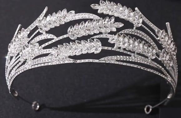 Coroa Tiara de Pedraria Folhas de Trigo