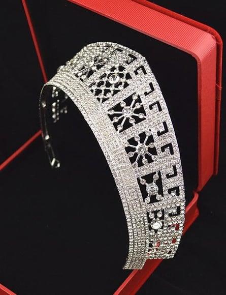 Coroa Tiara Quadriculado de Strass