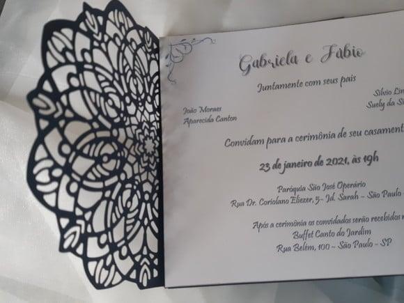 Envelope Rendado Azul Metalizado para Convite