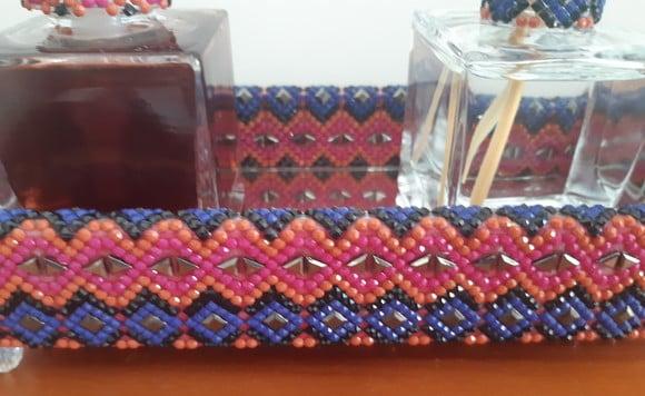 Kit Lavabo com bandeja decorada estampa indiana