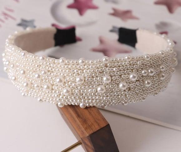 Tiara Bordada de Pérolas para Noiva